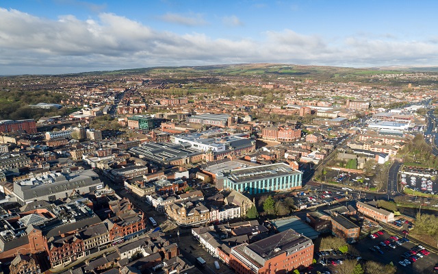 Aerial drone image of Bolton