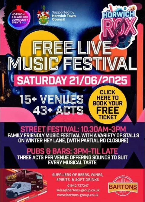 🎶Horwich Rox🎶 📅Saturday 21 June, 10:30am-11:30pm🙌Enjoy a day of live music celebration with choirs, acoustic performances, live bands, stalls & charity organisations. Grab your FREE tickets for venues now: https://bit.ly/HorwichRox Or you can turn up on the day to the street festival. #LiveMusicBolton #WhatsOnBolton