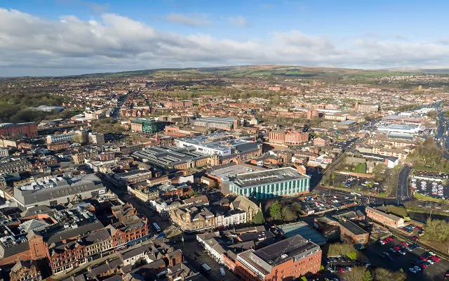 Aerial drone image of Bolton
